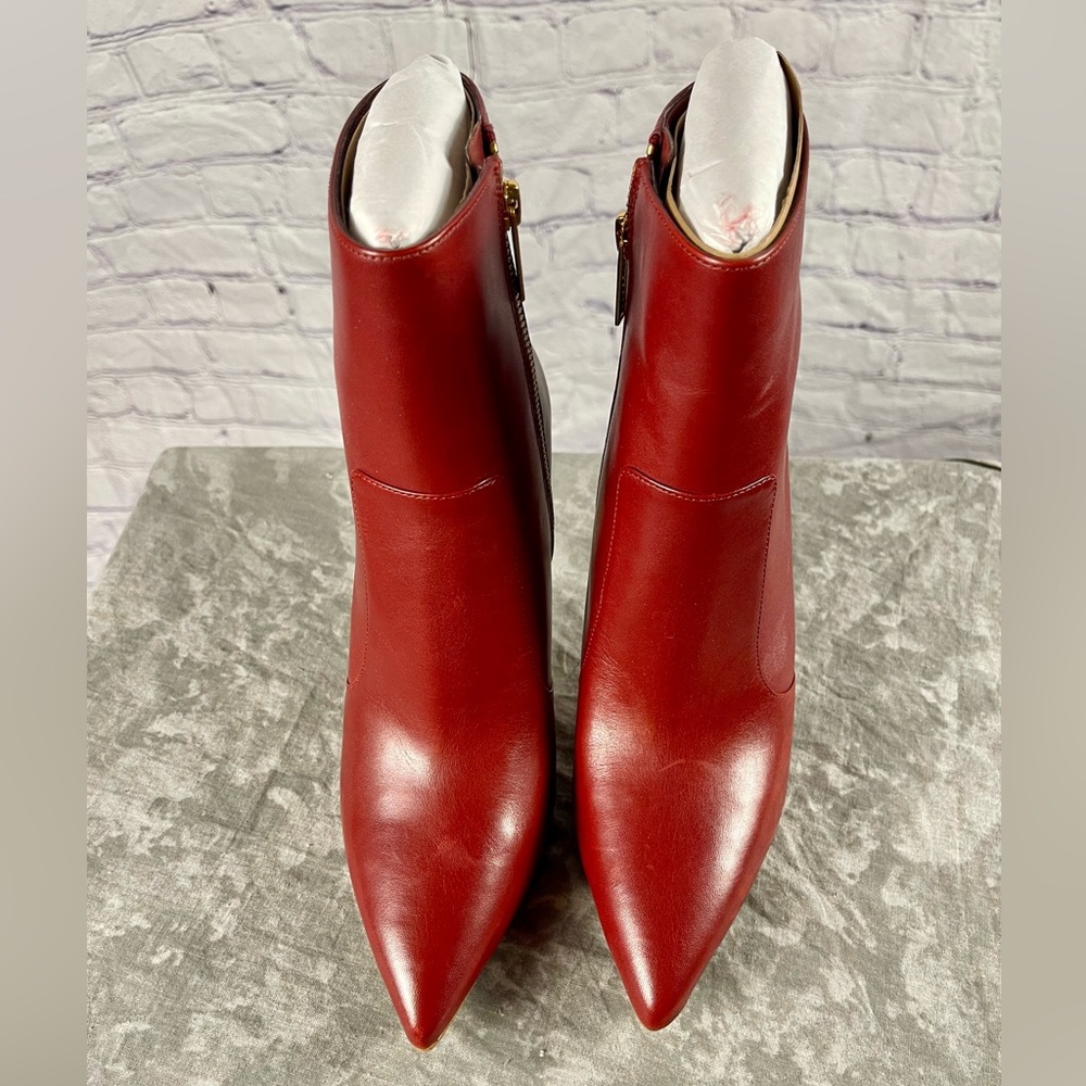 Brand New Michael Michael Kors Red Leather Rue Leather stiletto Booties 9M - Picture 10 of 14